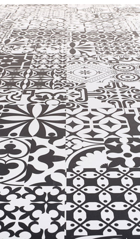 Falquon Quadraic Matt Black and White Tile Effect Laminate Flooring